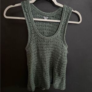 Aerie Green Cropped Ribbed Tank Top
